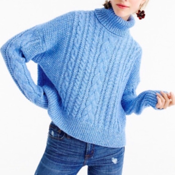 blue knit turtleneck
